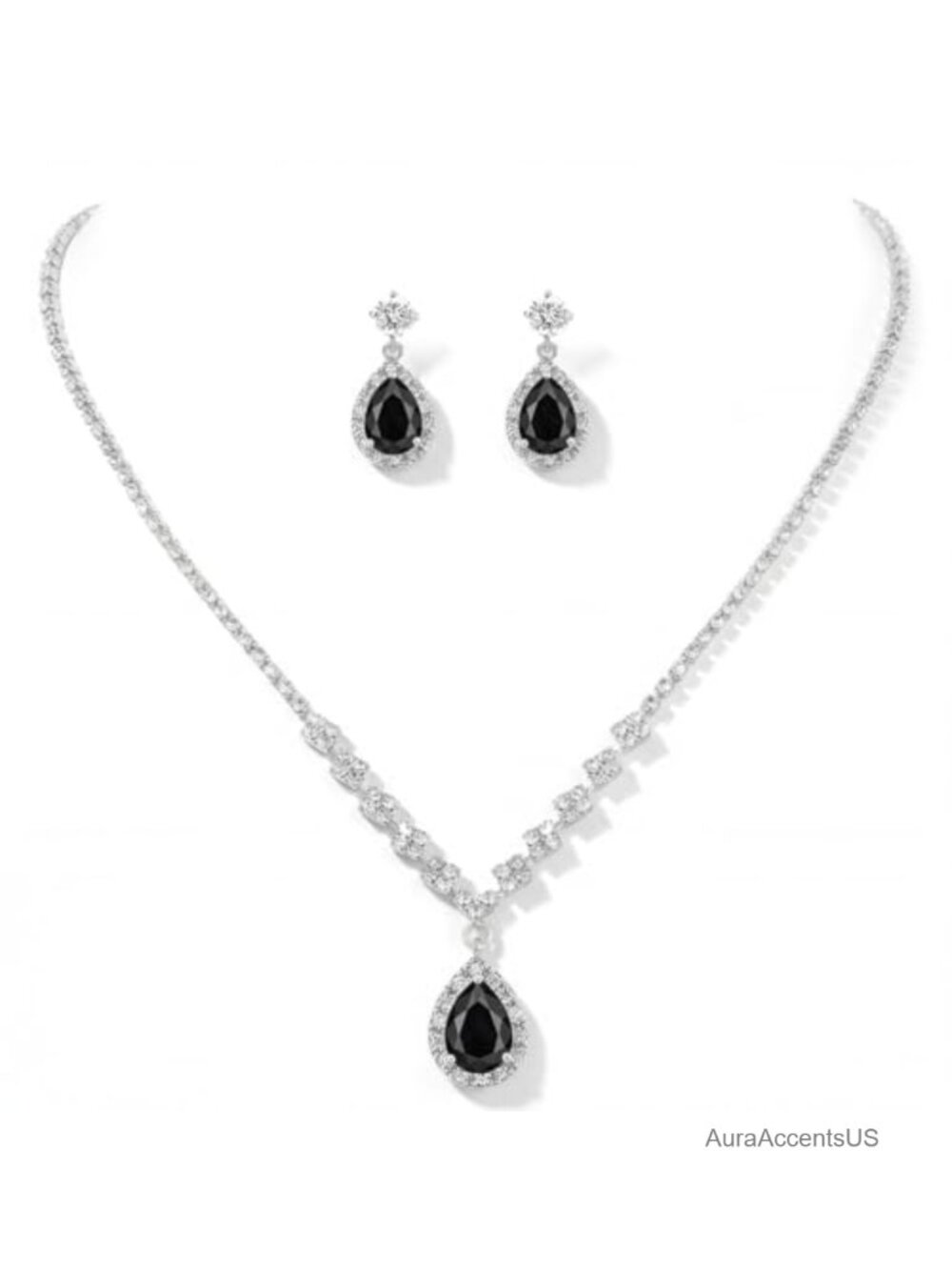 Crystal Rhinestone Choker Necklace Earrings Set Bridal Wedding Jewelry